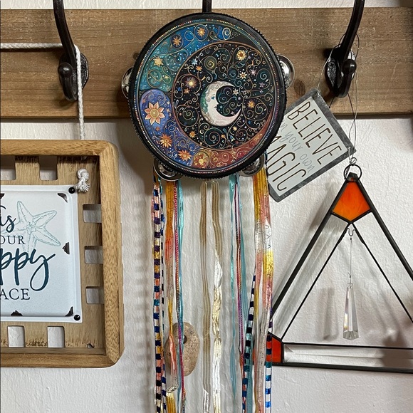 Colorful Celestial Tambourine with Ribbons - Picture 4 of 4
